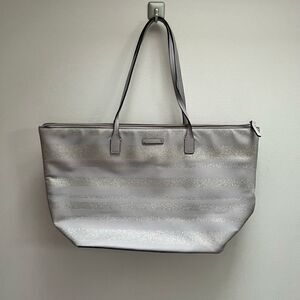 Kate Spade New York Haven Lane Taupe and Silver Striped Tote